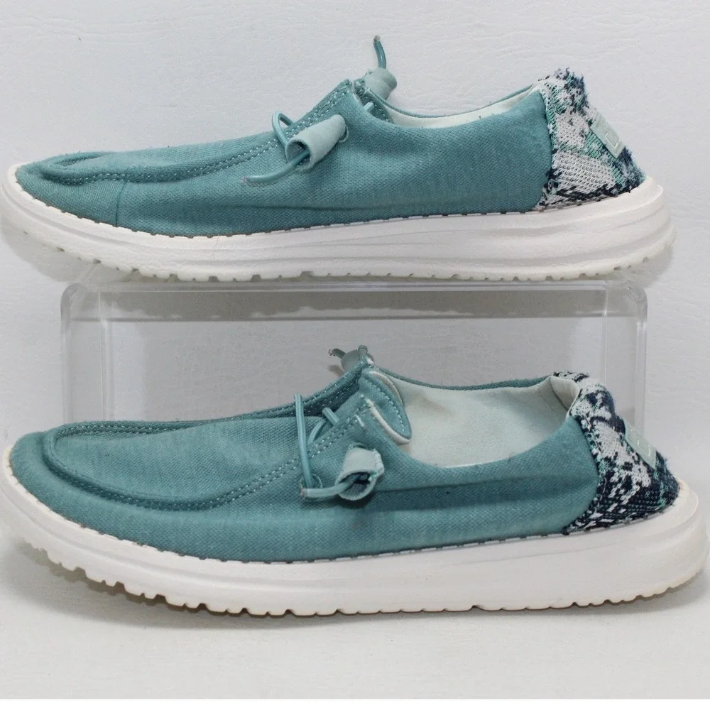 Hey Dude Wendy Stretch Fleece Sea Blue Slip On Loafers Shoes Womens‎ 6
